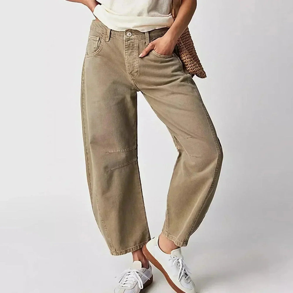 Dame Barrel Jeans - Mellemhøj Talje Og Cropped Længde
