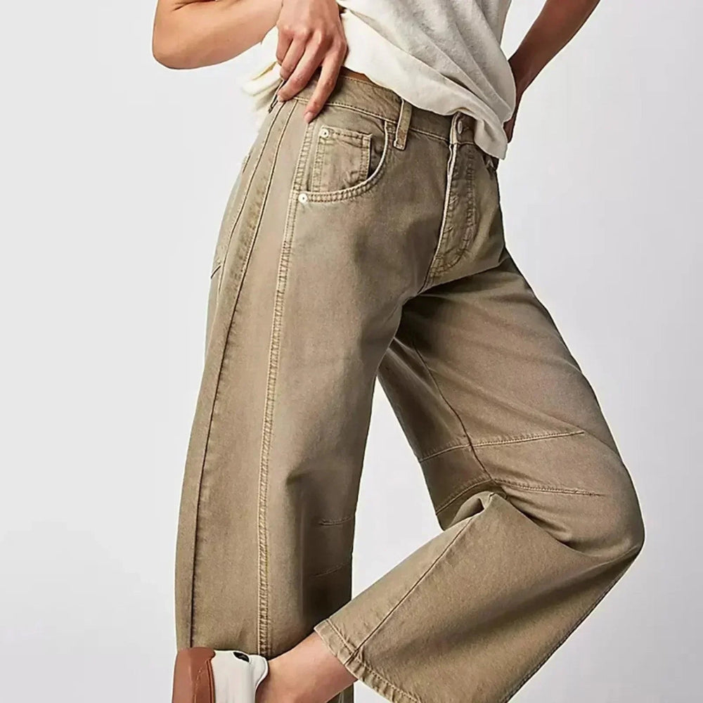 Dame Barrel Jeans - Mellemhøj Talje Og Cropped Længde
