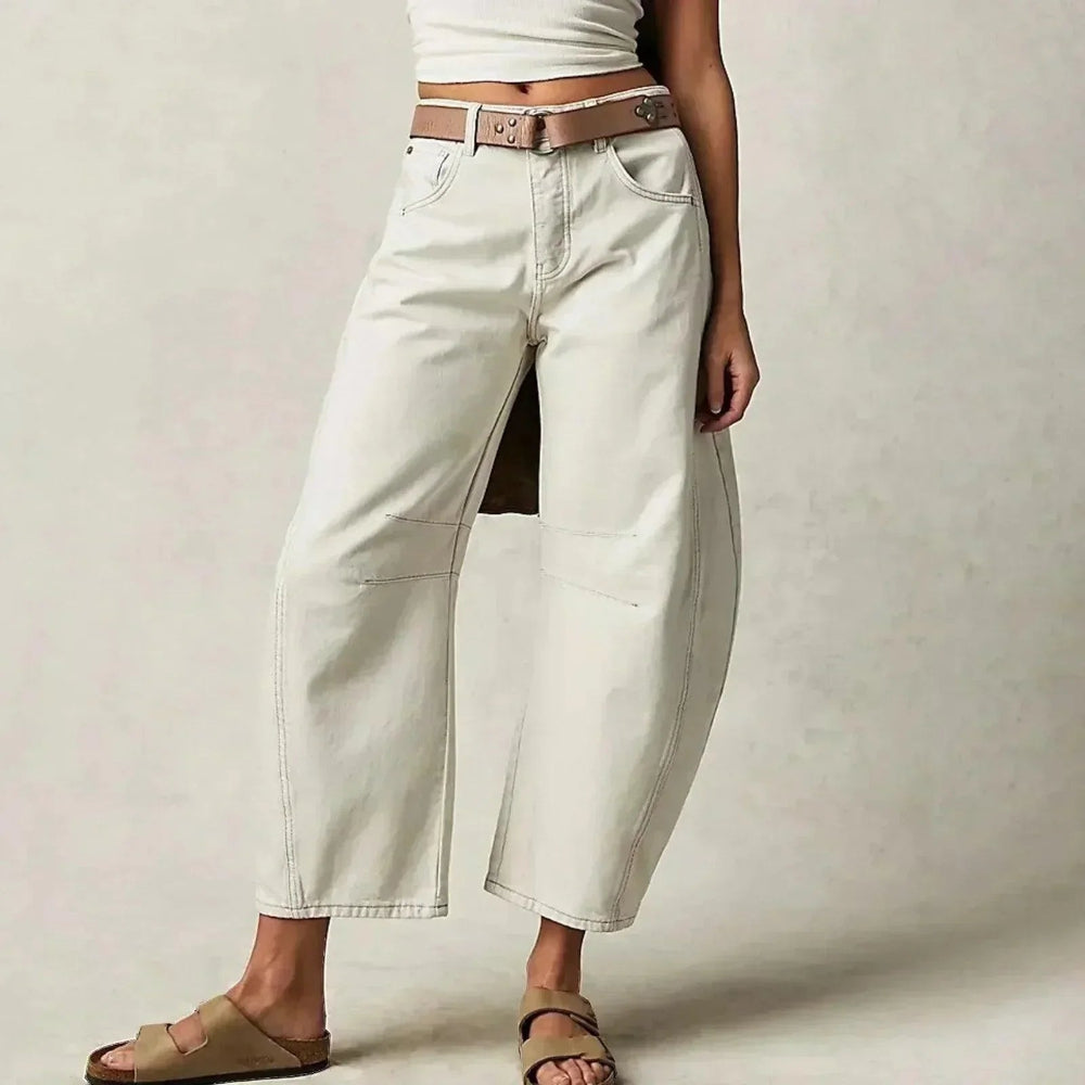 Dame Barrel Jeans - Mellemhøj Talje Og Cropped Længde