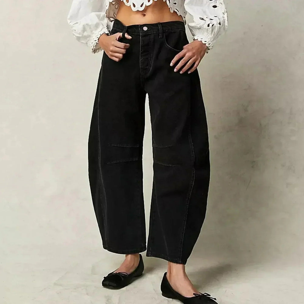 Dame Barrel Jeans - Mellemhøj Talje Og Cropped Længde
