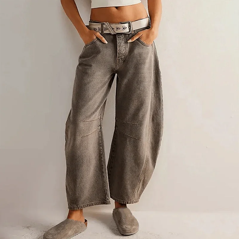 Dame Barrel Jeans - Mellemhøj Talje Og Cropped Længde