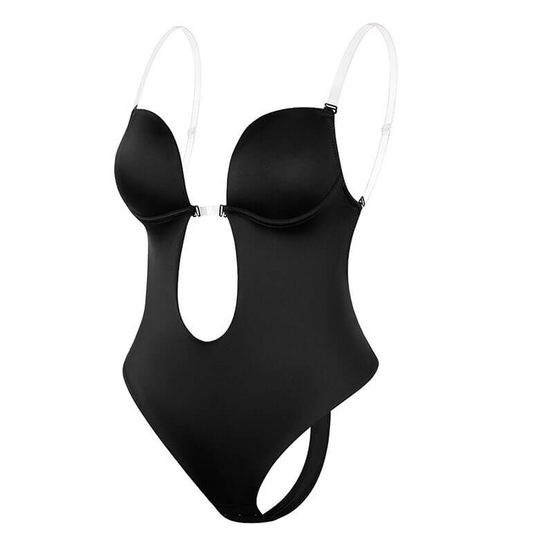 Dame Bodysuit Med Dyb U Hals - Rygløs U-String Shapewear