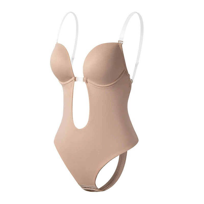 Dame Bodysuit Med Dyb U Hals - Rygløs U-String Shapewear