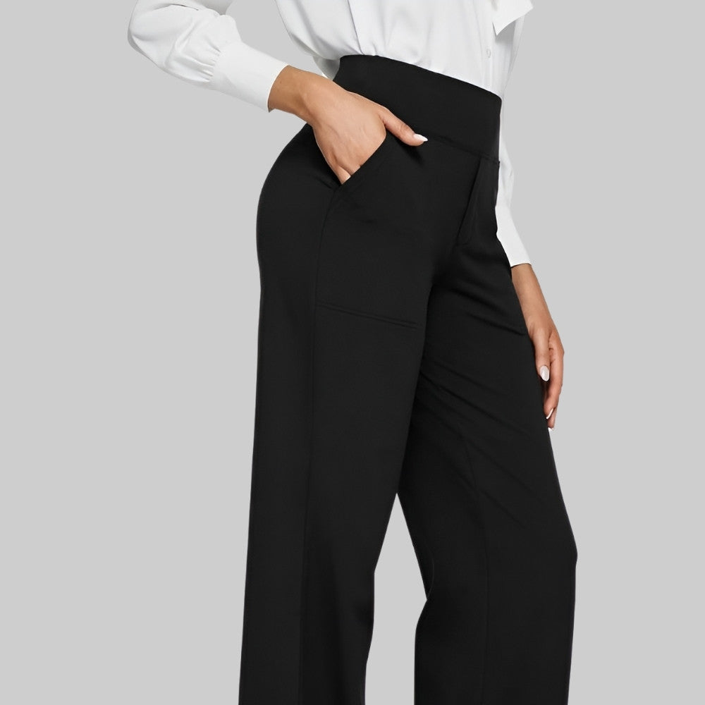 Dame Bukser Med Høj Talje - Slip-On Model Med Lommer