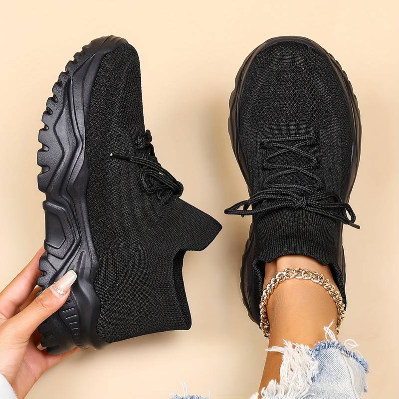 Dame Chunky Sole Sneakers – Snørebånd Mesh Overdel Platform Trainers