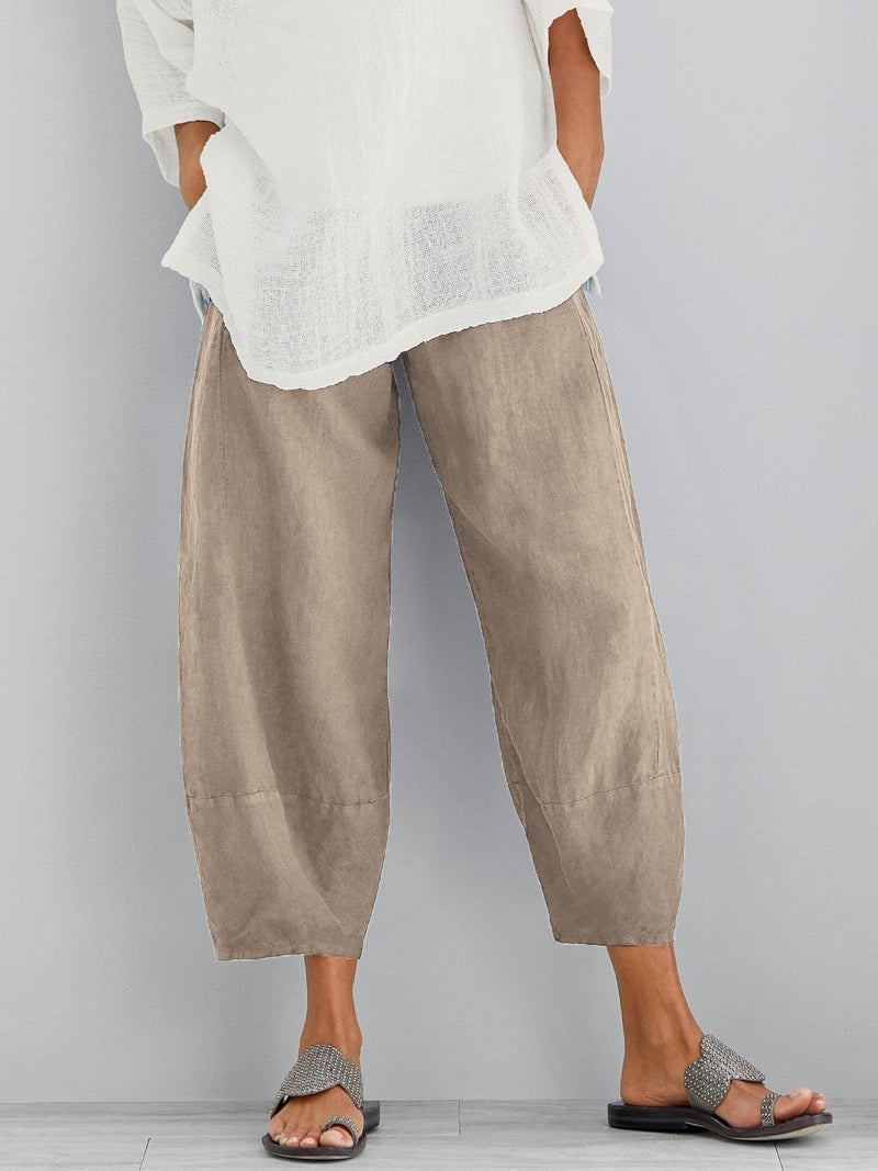 Dame Cropped Barrel Bukser - Elastisk Talje