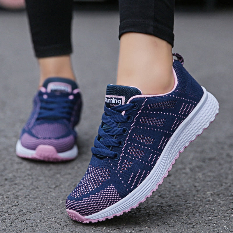 Dame Løbesneakers Med Snørebånd - Lave Sneakers Med Tekstureret Sål