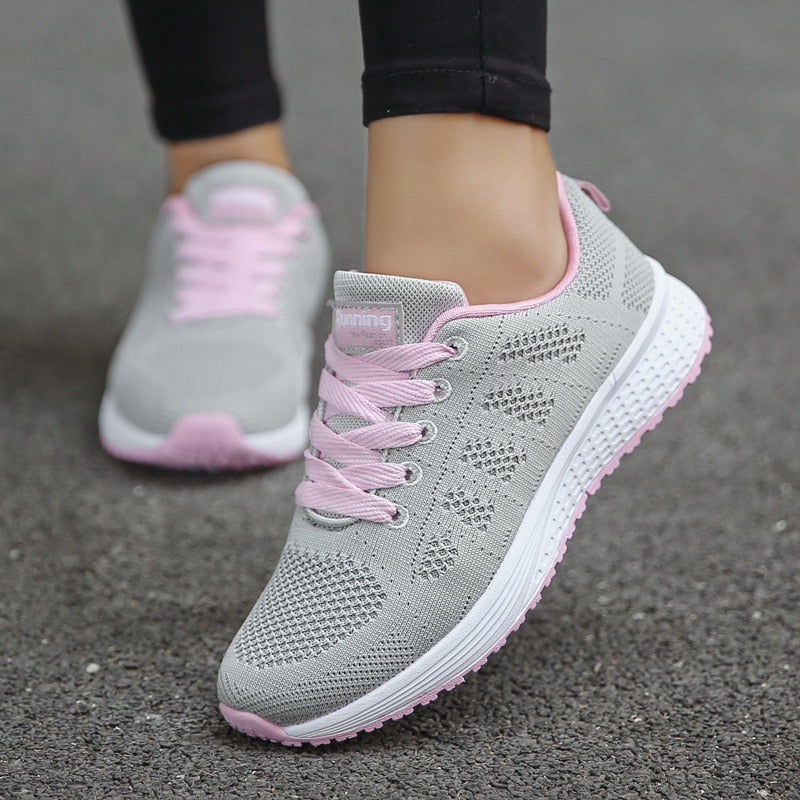 Dame Løbesneakers Med Snørebånd - Lave Sneakers Med Tekstureret Sål
