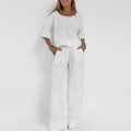 Dame Lounge Sæt i To Dele – Oversized Top & Bukser med Brede Ben