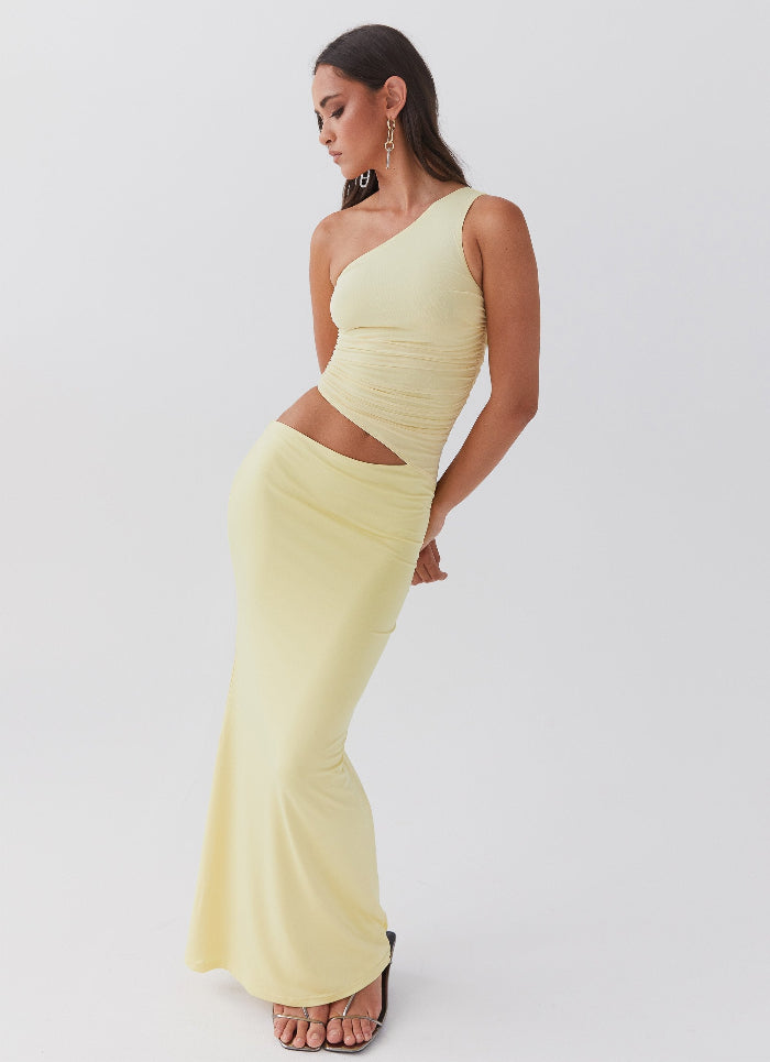 Dame One-Shoulder Maxikjole Med Udskæring – Figursyet Rynket Mermaid Aftenkjole