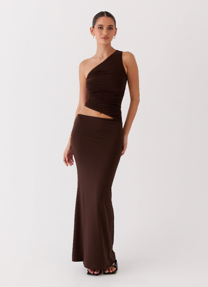 Dame One-Shoulder Maxikjole Med Udskæring – Figursyet Rynket Mermaid Aftenkjole