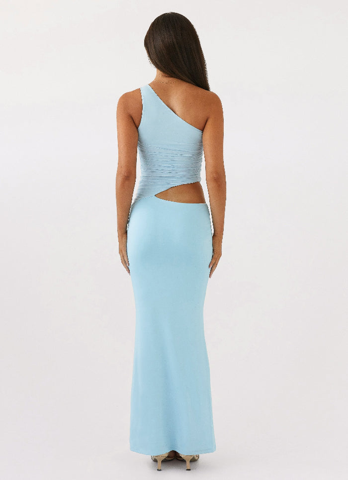 Dame One-Shoulder Maxikjole Med Udskæring – Figursyet Rynket Mermaid Aftenkjole