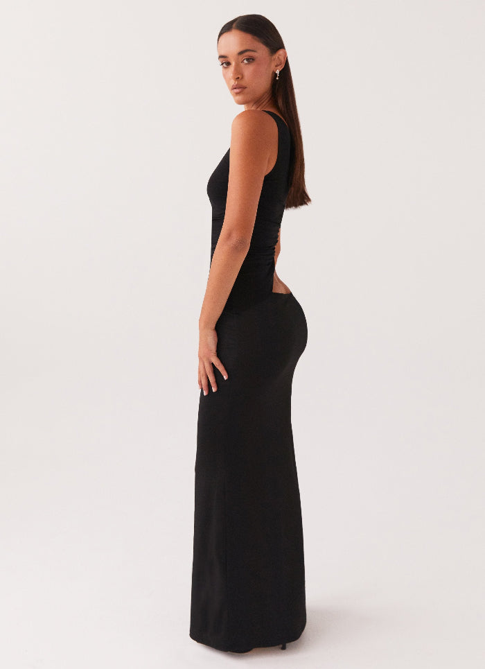 Dame One-Shoulder Maxikjole Med Udskæring – Figursyet Rynket Mermaid Aftenkjole