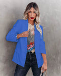 Dame Oversized Blazer med Åben Front – Reverskrave & Lange Ærmer