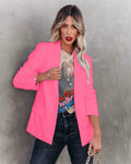 Dame Oversized Blazer med Åben Front – Reverskrave & Lange Ærmer