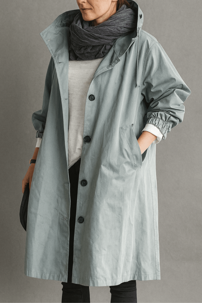 Dame Oversized Trenchcoat med Hætte – Lang Parkajakke3