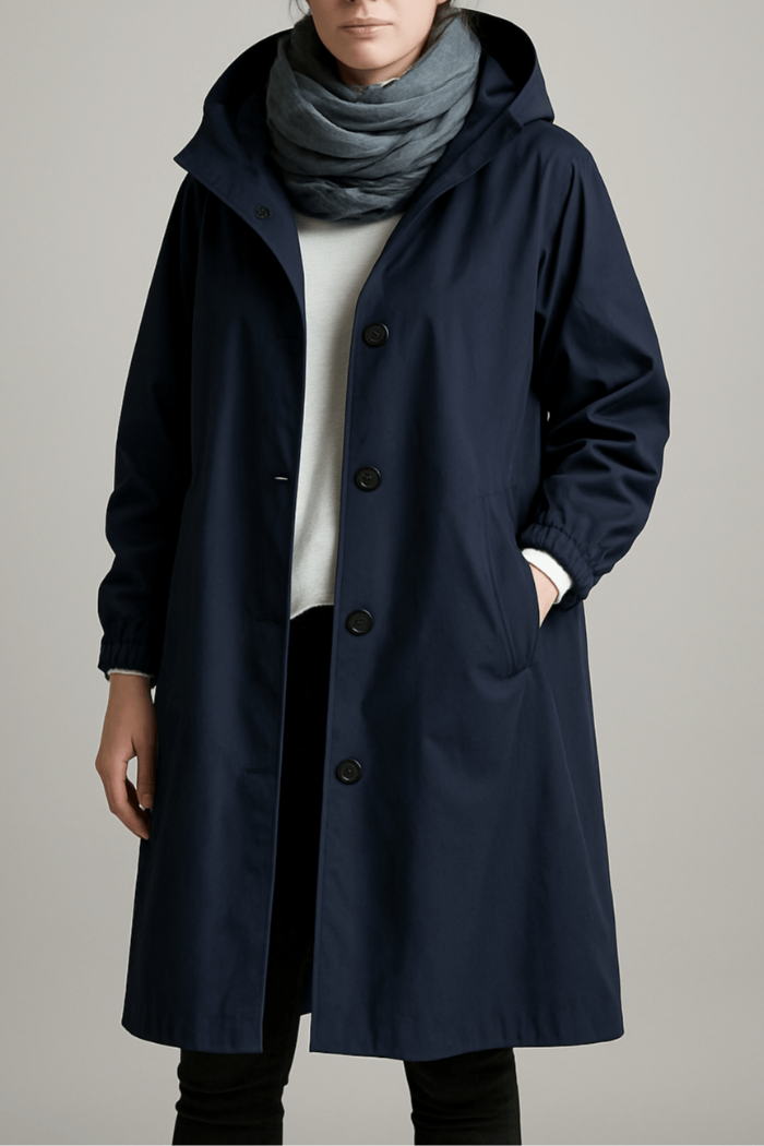 Dame Oversized Trenchcoat med Hætte – Lang Parkajakke5