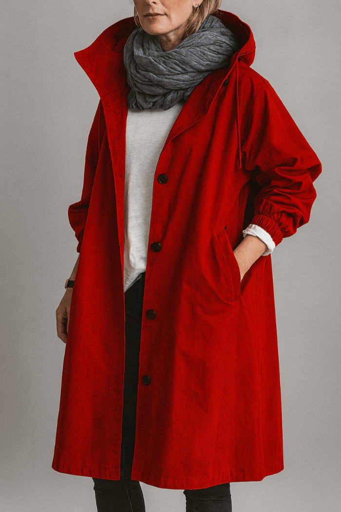 Dame Oversized Trenchcoat med Hætte – Lang Parkajakke8