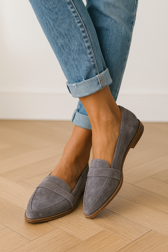 Dame Penny Loafers med Spids Tå – Flade Slip-On Sko i Klassisk Oxford-Stil