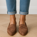 Dame Penny Loafers med Spids Tå – Flade Slip-On Sko i Klassisk Oxford-Stil