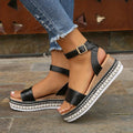 Dame Platform Ankelrem Sandal – Åben Tå Espadrille Wedge Sandal med Spænde
