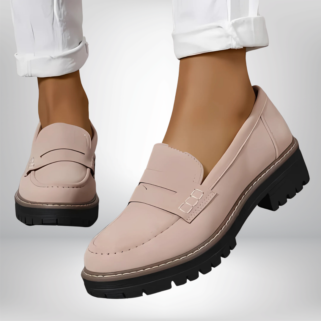 Dame Platform Penny Loafers - Slip-On Sko Med Kraftig Profilsål