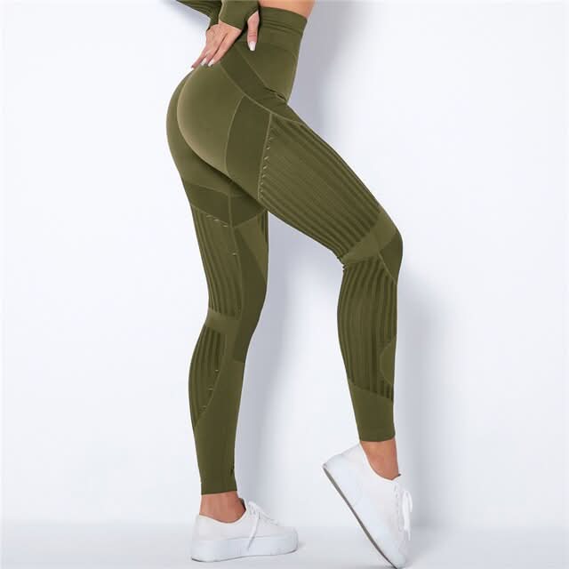 Dame Sømløse Leggings Med Meshpanel - Høj Talje Gym- og Sportstights