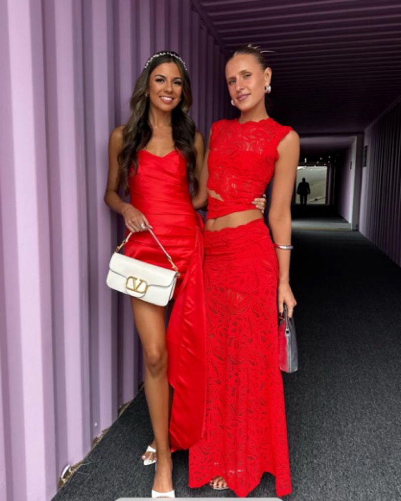 Dame Sæt i To Dele med Blonde – Crop Top & Maxi Nederdel