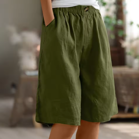Dame Shorts Med Vide Ben - Elastisk Talje Til Knæet