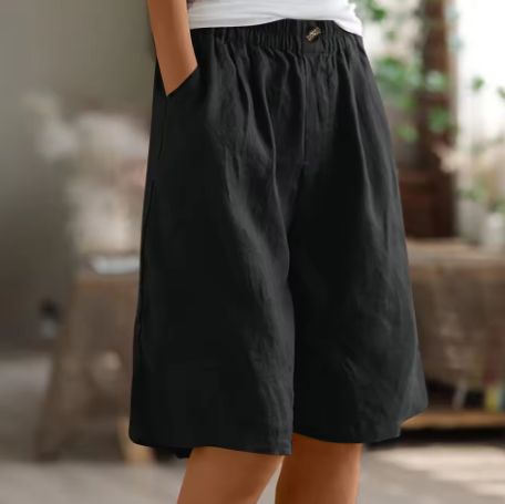 Dame Shorts Med Vide Ben - Elastisk Talje Til Knæet