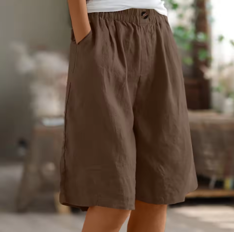 Dame Shorts Med Vide Ben - Elastisk Talje Til Knæet