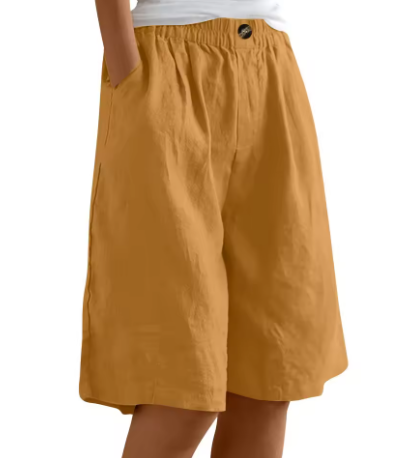 Dame Shorts Med Vide Ben - Elastisk Talje Til Knæet