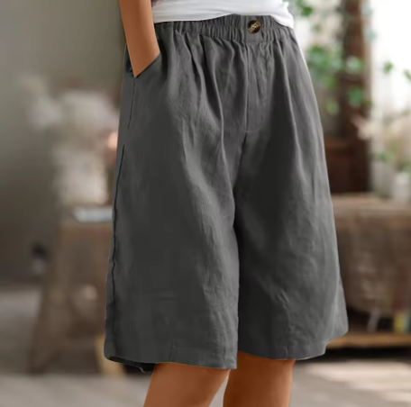 Dame Shorts Med Vide Ben - Elastisk Talje Til Knæet