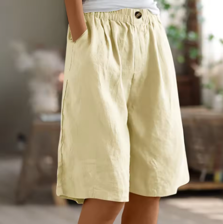 Dame Shorts Med Vide Ben - Elastisk Talje Til Knæet