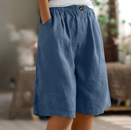 Dame Shorts Med Vide Ben - Elastisk Talje Til Knæet