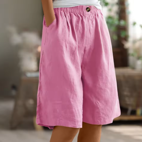 Dame Shorts Med Vide Ben - Elastisk Talje Til Knæet