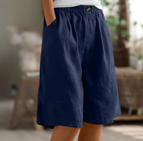 Dame Shorts Med Vide Ben - Elastisk Talje Til Knæet
