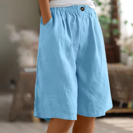 Dame Shorts Med Vide Ben - Elastisk Talje Til Knæet