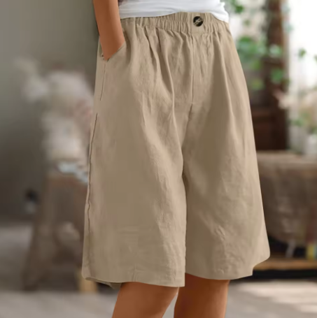 Dame Shorts Med Vide Ben - Elastisk Talje Til Knæet