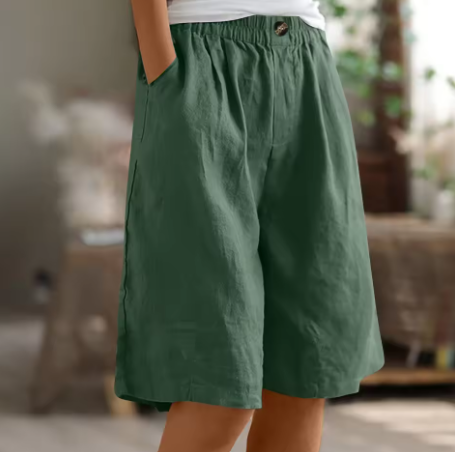 Dame Shorts Med Vide Ben - Elastisk Talje Til Knæet