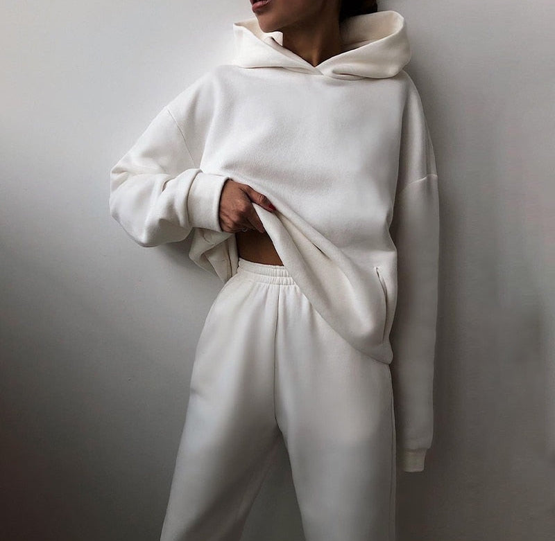Dame To-Delt Hættetrøje- og Joggersæt - Oversized Hjemmetøjssæt