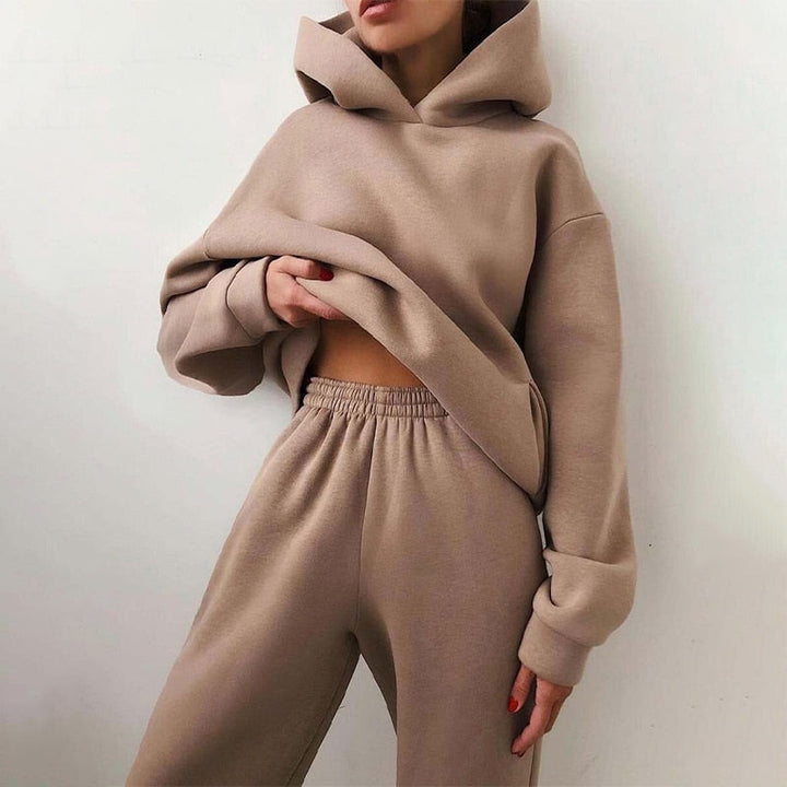 Dame To-Delt Træningssæt - Oversized Hoodie Og Joggingbukser Med Vide Ben
