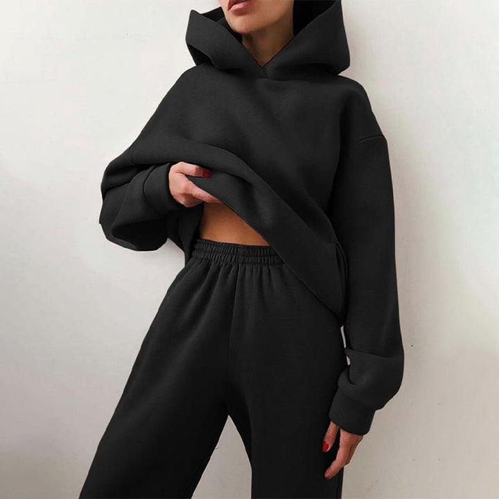 Dame To-Delt Træningssæt - Oversized Hoodie Og Joggingbukser Med Vide Ben