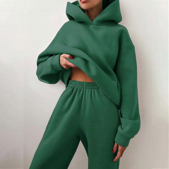 Dame To-Delt Træningssæt - Oversized Hoodie Og Joggingbukser Med Vide Ben
