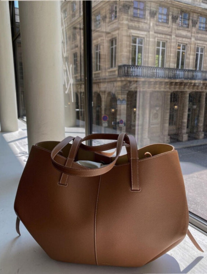 Dame Tote Bag - Blød Skuldertaske med Åben Top og Kontrastsyninger