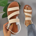 Dame Triple Strap Flad Sandal – Åben Tå Gladiator Sandal med Ankelspænde til Sommer
