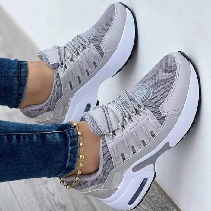 Dame Wedge Platform Sneakers - Snørebånd Og Kraftig Sål