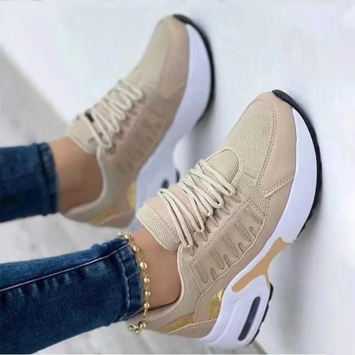 Dame Wedge Platform Sneakers - Snørebånd Og Kraftig Sål