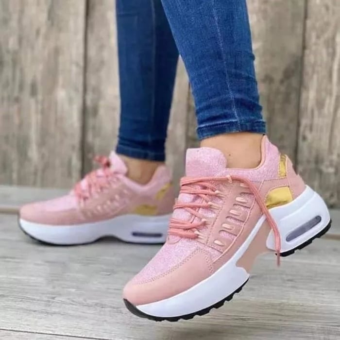 Dame Wedge Platform Sneakers - Snørebånd Og Kraftig Sål