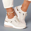 Dame Wedge Sneaker – Snøresko Med Lynlås og Plateau Sål